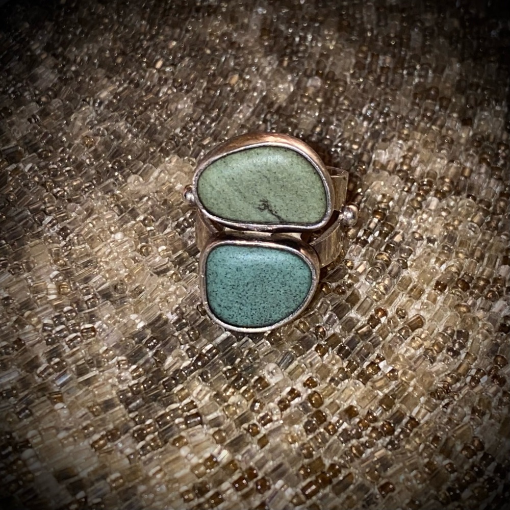 Margaret Thurman Echo The Dreamer Sterling Natural River Jade Rock Ring Signed - Picture 9 of 9